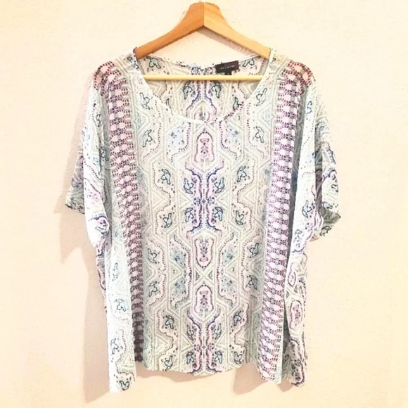 💚5/$25 The LIMITED Sheer Floral Boho Oversized Short Sleeve Blouse Top S - Picture 1 of 4
